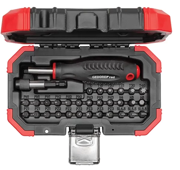 GEDORE RED-Bit Set 1/4 32Pcs Bmc (R33003032): Screwdriver With Strong Magnet For Quick And Easy Bit Replacement And Ergonomic Grip