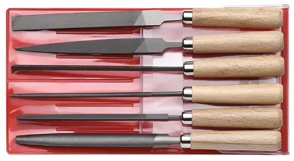 GEDORE RED-Key File Set 177Mm 6 Pieces (R93000006): With Wooden Handles. Made Of Special Steel
