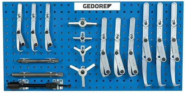 GEDORE-Pulling Set For Construction Machines (2.40): For The Assembly Of 1 14 And 1 15 Pullers. Clearly Arranged Modular System On Pegboard.