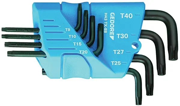 GEDORE-Offset Screwdriver Set In Holder 8 Pieces Tx T10-T45 (H43TX-08): In Blue Plastic Holder (Lpde)