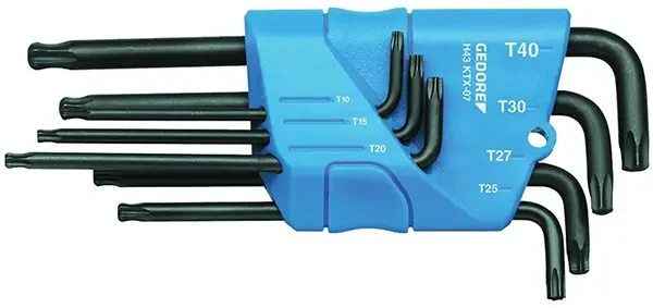 GEDORE-Offset Screwdriver Set In Holder 7 Pieces Tx T10-T40 (H43KTX-07): In Blue Plastic Holder (Lpde)