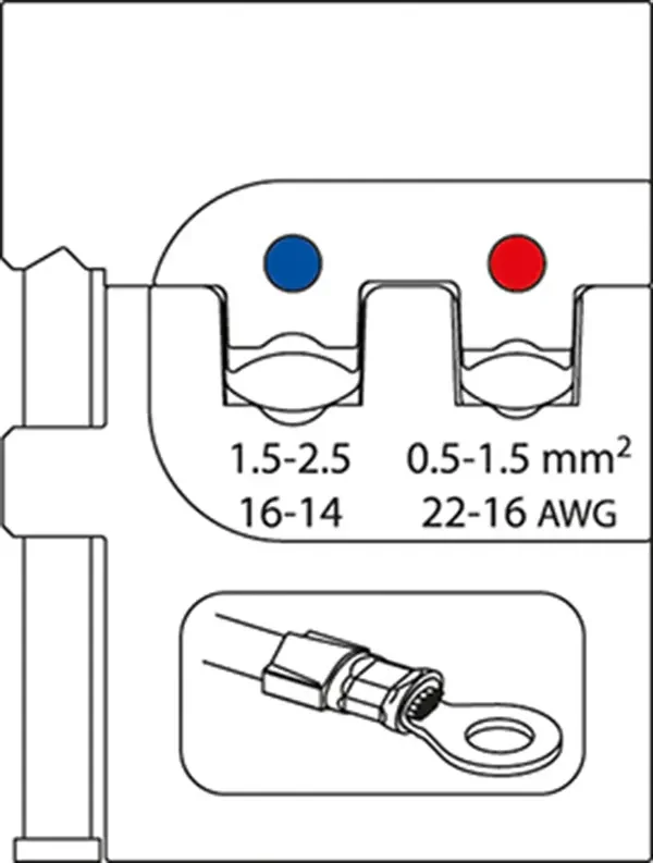 GEDORE-Module Insert For Insulated Cable Lugs 0.5-1.5/1.5-2.5 (8140-02): For Insulated Terminals