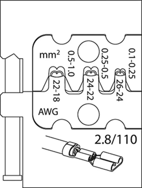 GEDORE-Module Insert For Flat Receptacles 2.8 (8140-09): For Flat Plugs