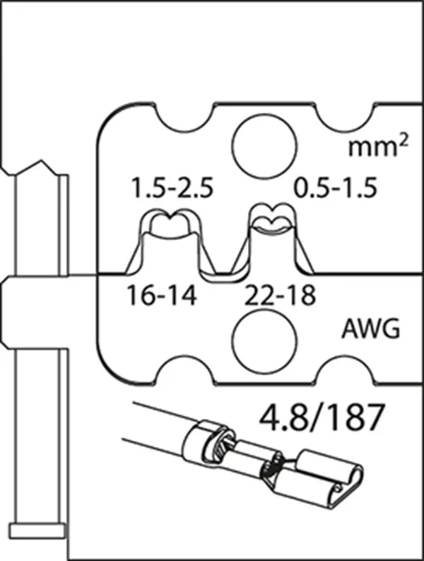 GEDORE-Module Insert For Flat Receptacles 4.8 (8140-10): For Flat Plugs
