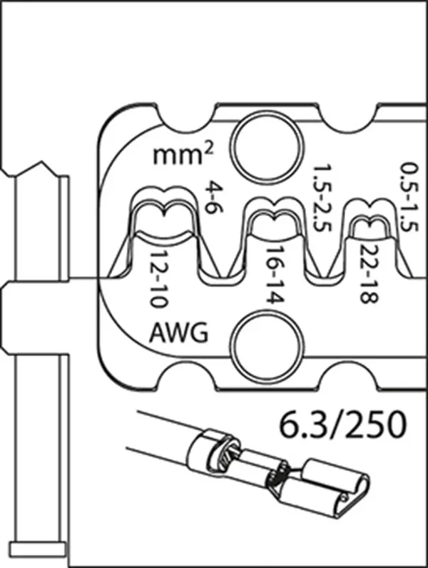 GEDORE-Module Insert For Flat Receptacles 6.3 (8140-11): For Flat Plugs