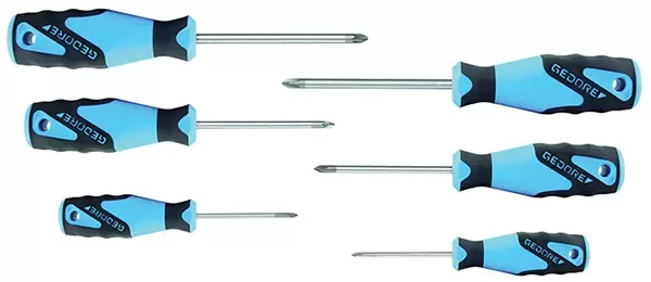 GEDORE-3C-Screwdriver Set 6 Pcs Ph+Pz 0-1-2 (2160PHZ-06): Practical Set Composition In Environmentally-Friendly Cardboard Box