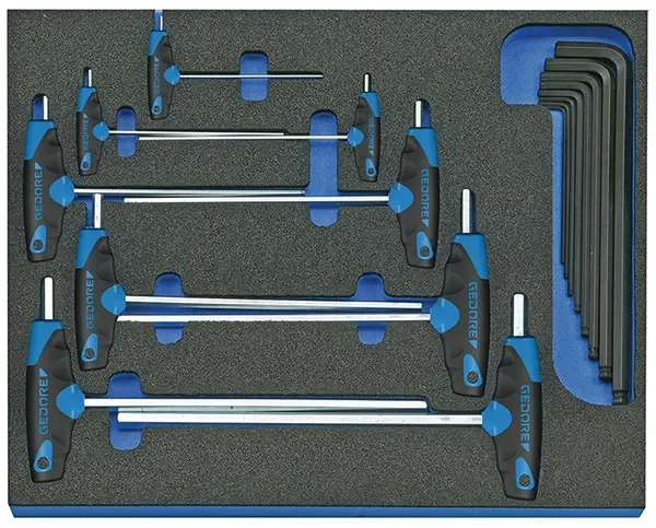 GEDORE-Hexagon Allen Key Set In Ct Module 17 Pcs (2005 CT2-DT 2142): Dimensions: 316.5 X 390 X 35 Mm