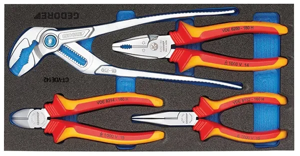 GEDORE-Vde Pliers Assortment In Check Tool Module (1500 CT1-VDE 142): Dimensions: 157.5 X 310 X 35 Mm