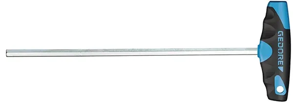 GEDORE-Hexagon Allen Key With 2C-T-Handle 7 Mm (2142T7): Chrome Vanadium Steel 59Crv4. Blackened Finish And Blue Polypropylene Handle. T-Shaped Handle