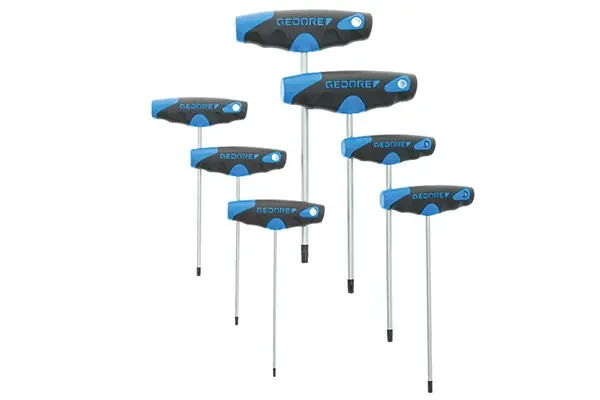 GEDORE-Screwdriver Set 7 Pieces Torx (2142TX-007): T-Handle Screwdriver For Out-Of-The-Ordinary Screw-Tightening Where Considerable Force Is Needed