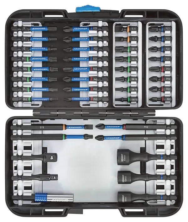 GEDORE-Torsion Bit Set Sl Pr Ph Pz Tx 42 Pieces (666-042): Torsion Zone To Protect Bits Under Load. Peak Torques Are Gently Cushioned