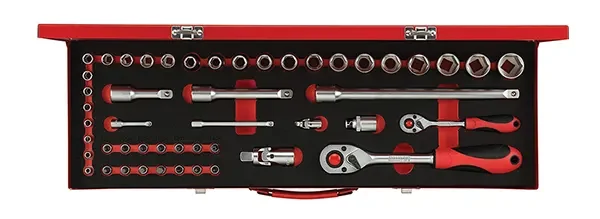 GEDORE RED-Socket Set 1/4+1/2 49Pcs (R46004049): Coupler In Acc. With Din 3120