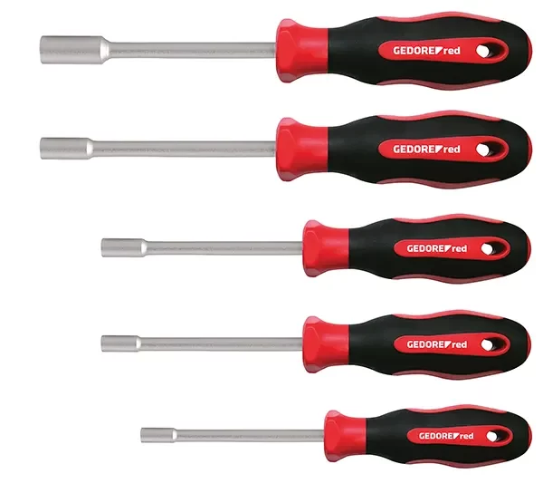 GEDORE RED-2C Screwdriver Set Hex. Size 6-13Mm 5Pcs. (R38502005): 2-Component-Handle For Easy Transfer Of Force