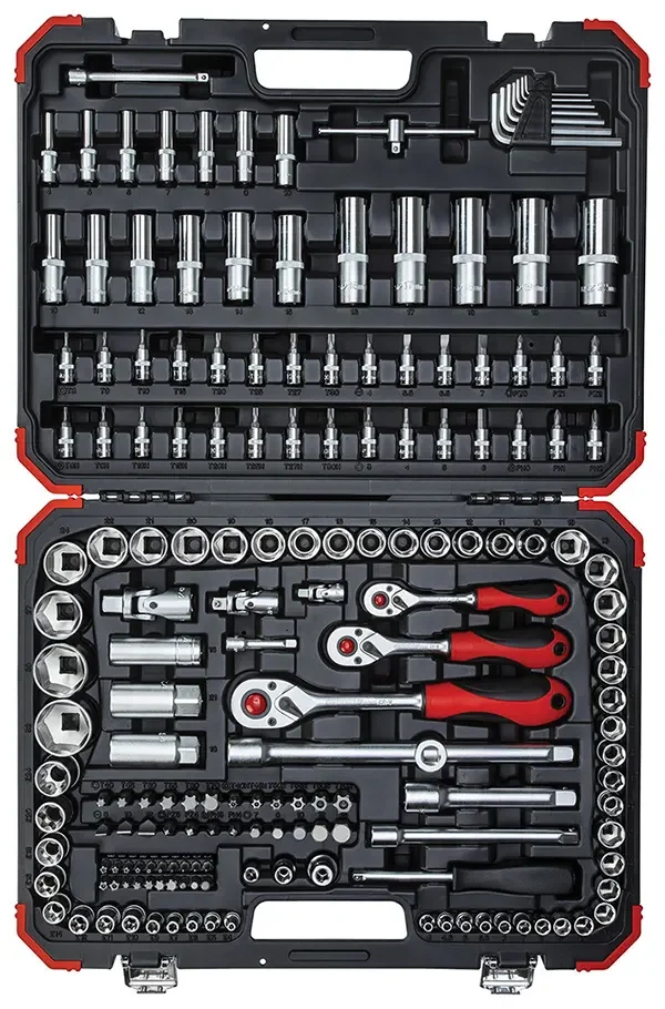 GEDORE RED-Socket Set 1/4+3/8+1/2 172Pcs (R45603172): For Hand-Operated Screw Work. Plastic Case In Gedore Red Design