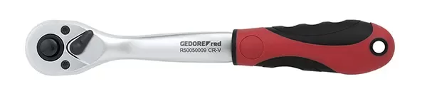 GEDORE RED-2C Reversible Ratchet 3/8 Cranked 206 Mm Reversing Angle 10°. (R50050009): Lever For Reversible Clockwise/Anticlockwise Operation. Push-Button Release. Fine-Toothed