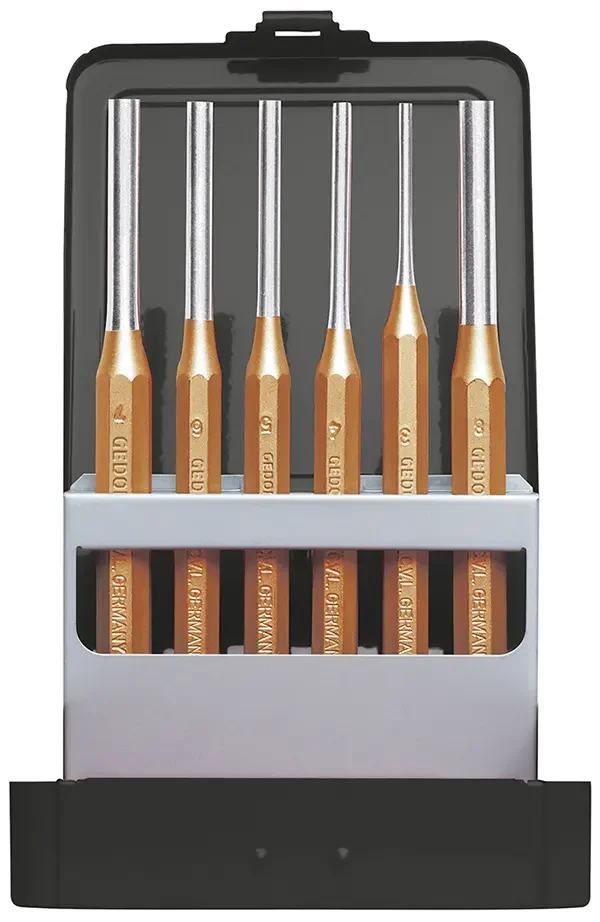 GEDORE RED-Split Pin Driver Set 3-8Mm Cassette 6 Pieces (R90200006): In Metal Case With Lid