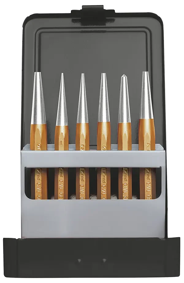 GEDORE RED-Punch Set Ø 1-10 Mm Punch 6 Pieces (R90100006): In Metal Case With Lid