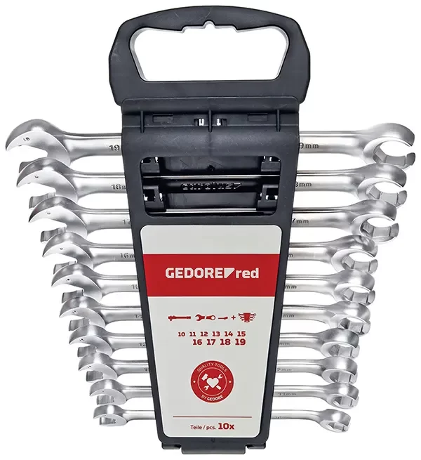 GEDORE RED-Combination Ratchet Open-Ended Spanner 10-19 Mm 10 Pieces (R05905010): In Accordance With Din 3318