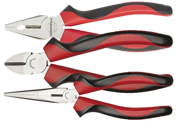GEDORE RED-Pliers Set 2C-Handle 3 Pieces (R28002003): Induction-Hardened Cutting Edges. 2-Component-Handle For A Hands-Friendly Transfer Of Force. Chrome-Vanadium Steel