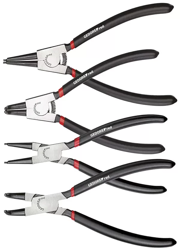 GEDORE RED-Circlip Pliers Set Straight Angled 90° 4 Pieces (R28002004): Dip-Coated Handle Covers. Chrome-Vanadium Steel