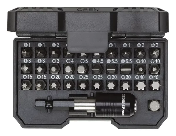 GEDORE RED-Bit Box 1/4 Sl Ph Pz Tx Hexagon 32 Pieces (R33005031): Drive Adaptor With Magnetic Bit Locking. Machine-Operated. Box With Clear Cover