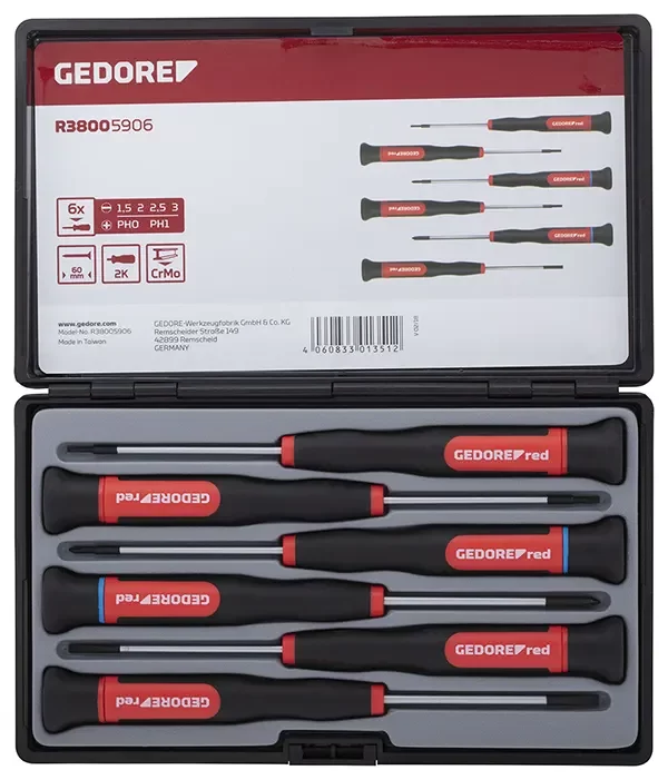 GEDORE RED-2C Electronic Screwdriver Set Ph Sl 6 Pieces (R38005906): 2C-Handles