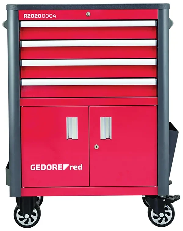 GEDORE RED-Workshop Trolley Wingman 4 Drawers 1034X724X470 Mm (R20200004): Solid Sheet Steel Construction