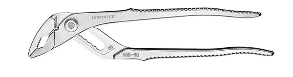 GEDORE-Water Pump Pliers 250 Mm (145 10C): With Safety Box Joint And Protection Against Blocking. Fine Adjustment. 7 Settings. Single-Hand Adjustment For Safe Clamping. Slim Pliers Head For Places That Are Hard To Access.