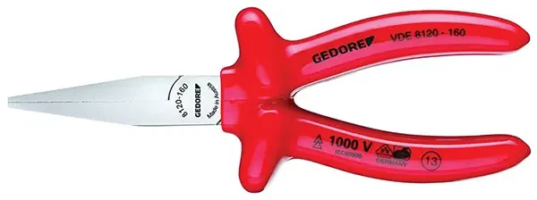 GEDORE-Vde Flat Nose Pliers With Dip Insulation 160 Mm (VDE 8120-160): With Long Jaws