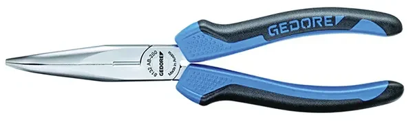 GEDORE-Flat Round Nose Pliers 200 Mm 2C-Handle (8132 AB-200JC): Accoding To Din Iso 5745. Long