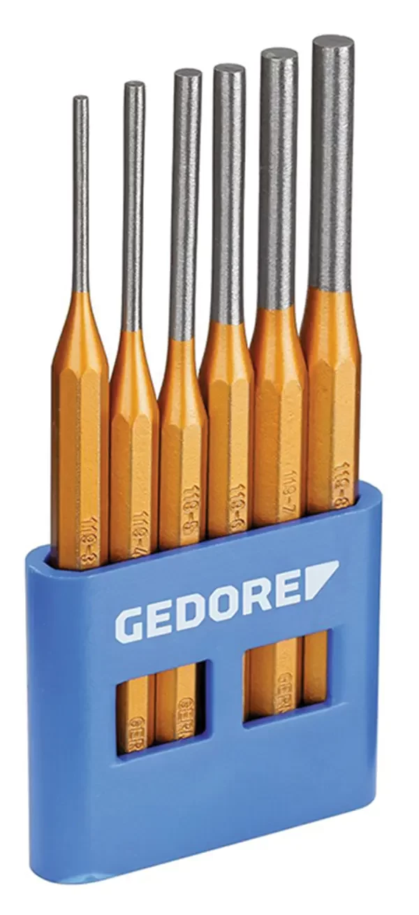 GEDORE-Pin Punch Set 6 Pieces In Pvc Holder (116 A): Made From Chrome Molybdenum Vanadium Air-Hardened 45Crmov7 Steel