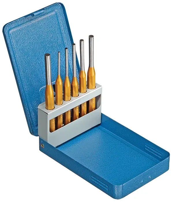 GEDORE-Pin Punch Set 6 Pieces In Metal Folding Case (116D): Vanadium Steel